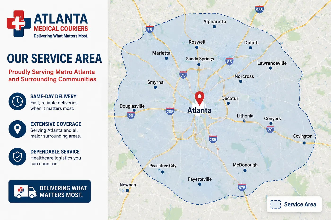 Atlanta Couriers service area map